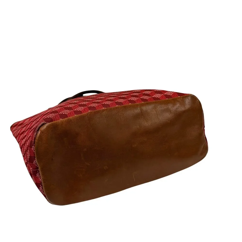 Barrington Purse Red 3D Print Florentine Leather Trim Zip Tote